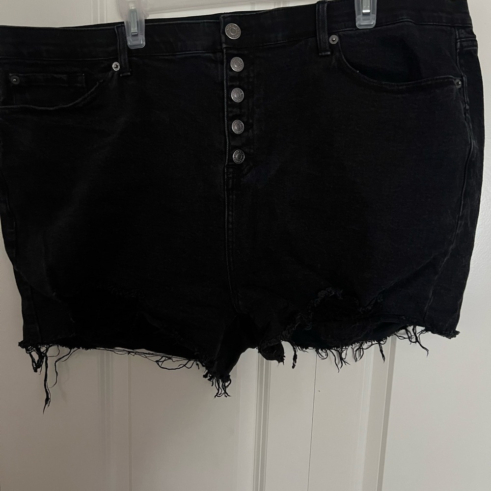 Torrid Black Distressed Denim Shorts 22